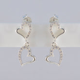 Carolina White Stud Earrings with Heart Design